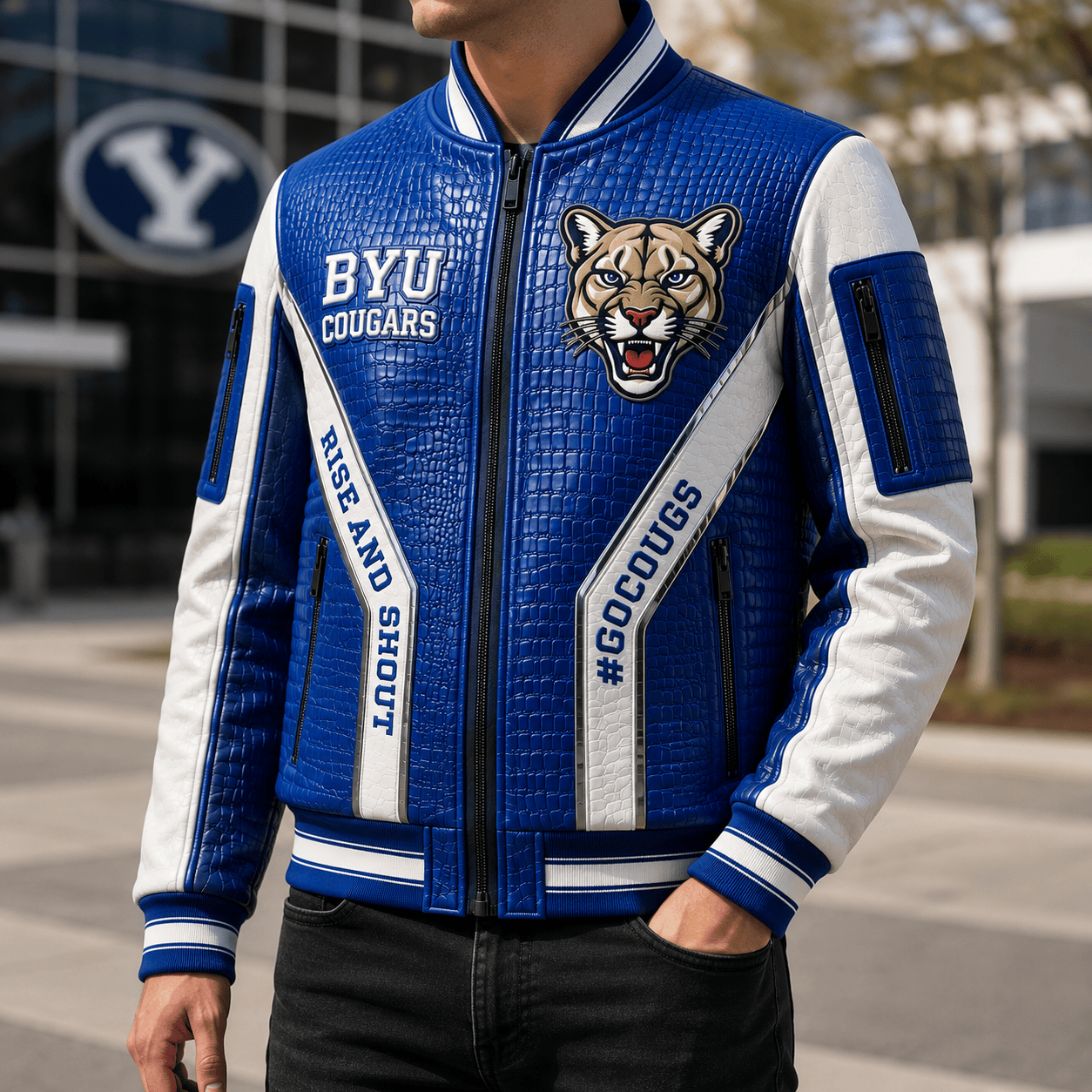 Premium BYU Leather Zipper Jacket TTMH