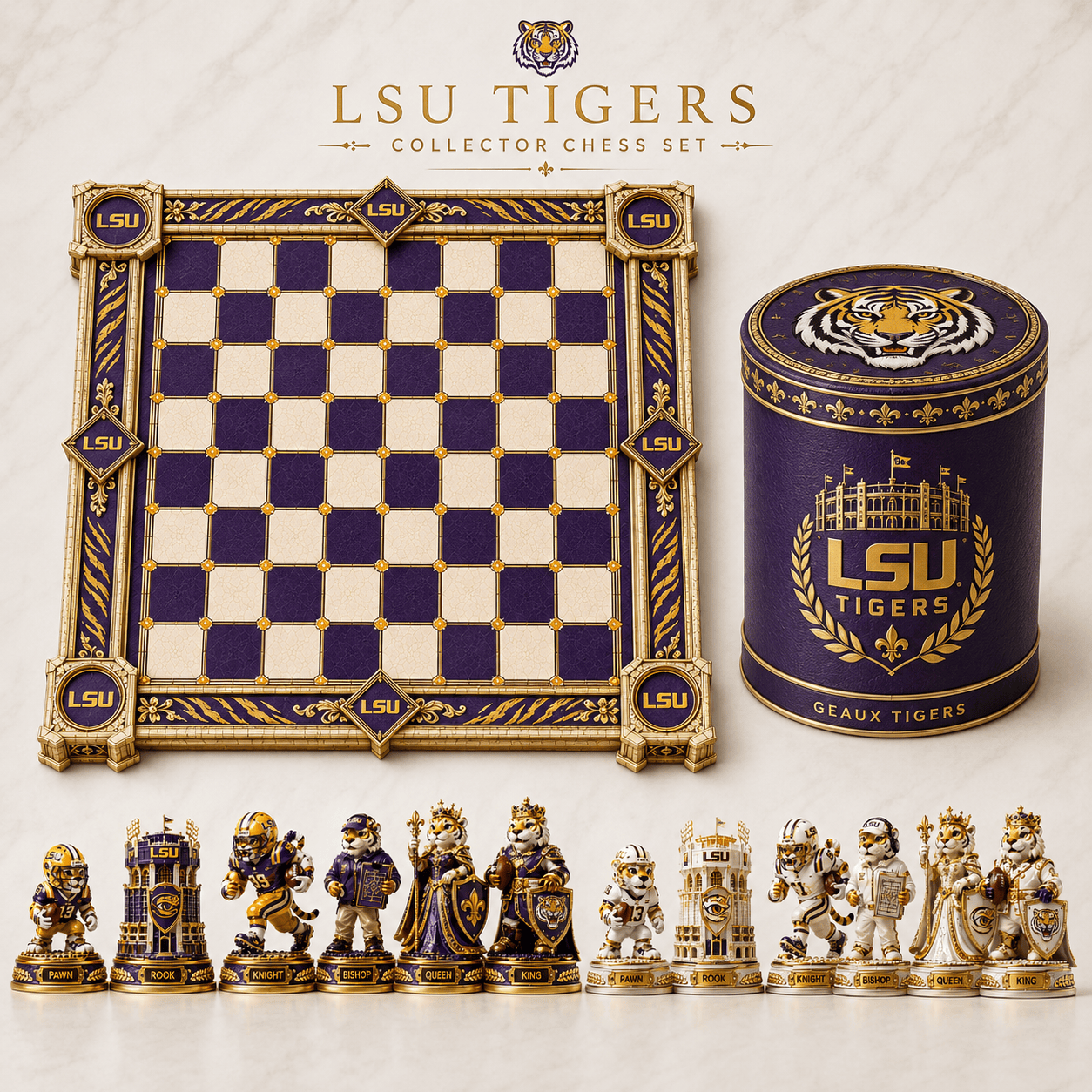 Premium LSU Chess Set NTNA