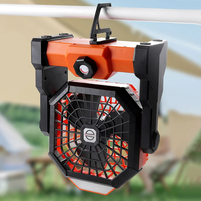 2024 New 7800 mA High-Capacity Portable Fan Rechargeable Desk Camping Fan with LED Light and Hook Outdoor Fan for Tent Car Trip